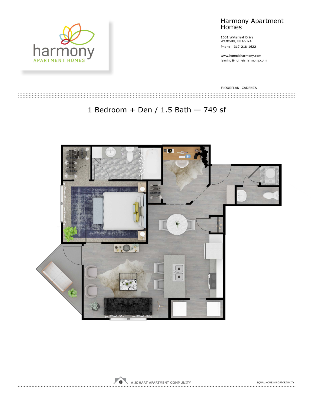 Cadenza 1 Bedroom Floor Plan Harmony Apartment Homes