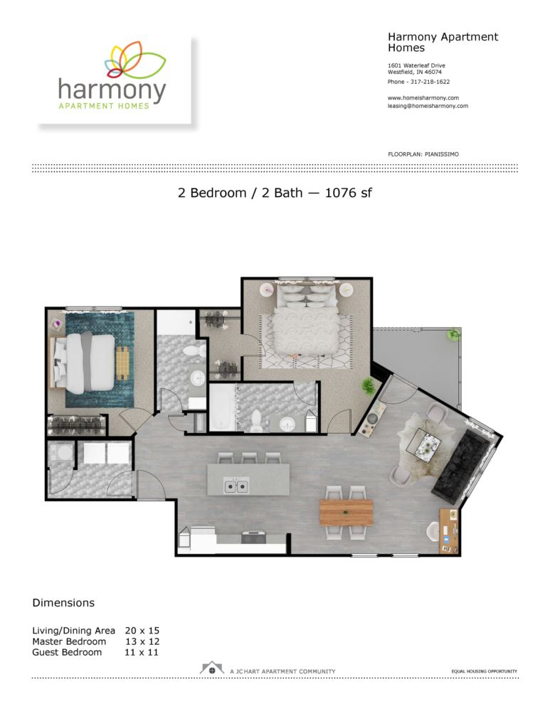 Pianissimo 2 Bedroom Floor Plan Harmony Apartment Homes